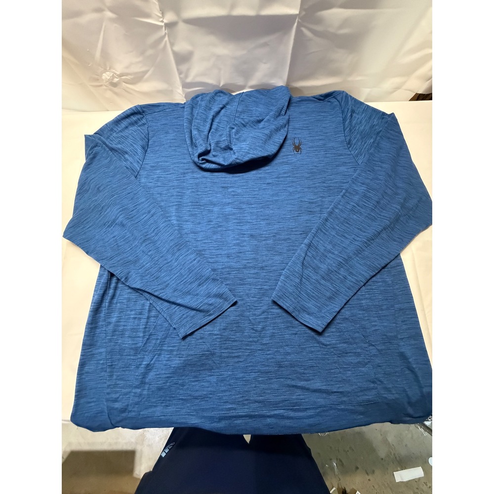 Spyder Active Mens XXL ProWeb Blue Heathered Lightweight Performance Hoodie Top